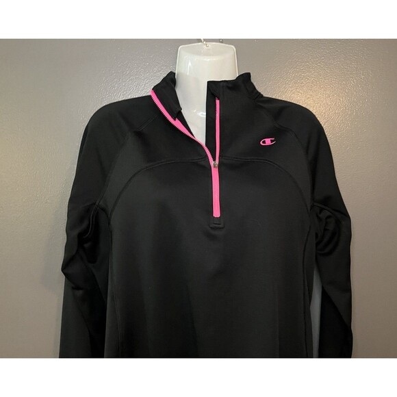Champion Power Train Women's Size Large Quarter Zip Long Sleeve Pullover Black - Picture 2 of 4
